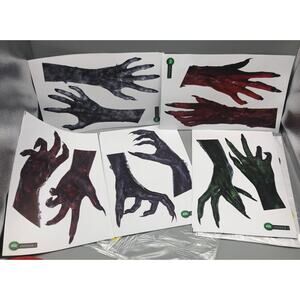 5 Styles Halloween 3D Claw Decoration Wall Stickers for Window Decor w/Scrapers